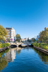 Eskisehir Porsuk river and bridge view. Eskisehir is famous for its river and bridges in the central area.