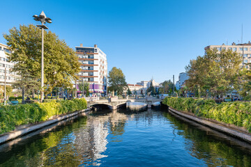 Eskisehir Porsuk river and bridge view. Eskisehir is a student city in Turkey and famous for its...
