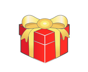 Vector illustration of a gift in red. Holiday.