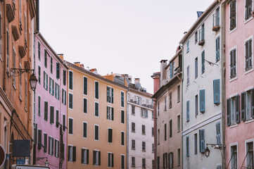 Colorful buildings in Ajaccio, Corsica. Europe travel, France trip, summer memories