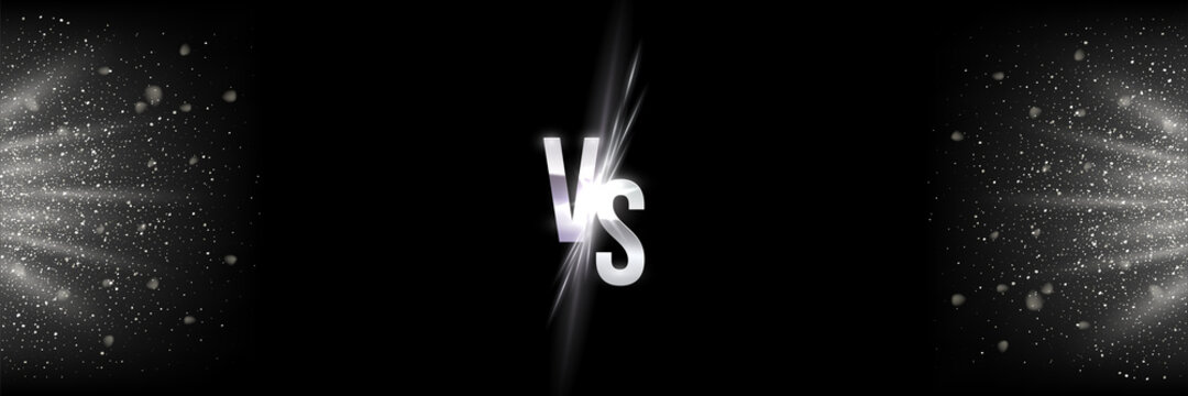 Silver vs, versus fight confrontation, abstract battle or match competition banner