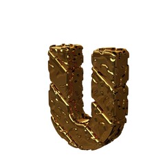 The unpolished gold letters turned to the left. 3rd capital letter u © oleg