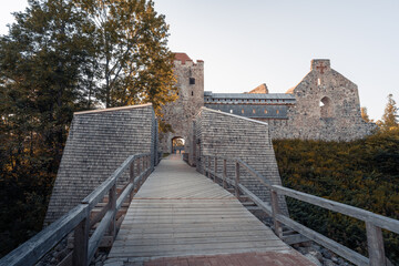 Fototapeta na wymiar Sigulda Medieval Castle Ruins - Castle of the Livonian Order - Sigulda, Latvia