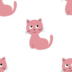 Pattern with cute pink cat