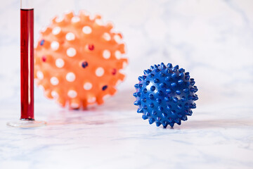 Conceptual shot of microscope virus close up and blood analysis.