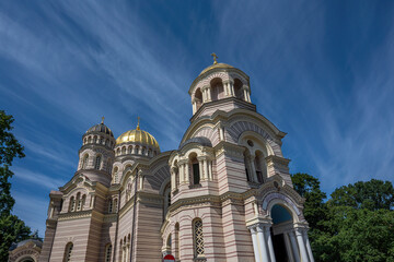 Fototapeta na wymiar Nativity of Christ Orthodox Cathedral - Riga, Latvia