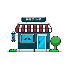 Illustration barber shop building design vector