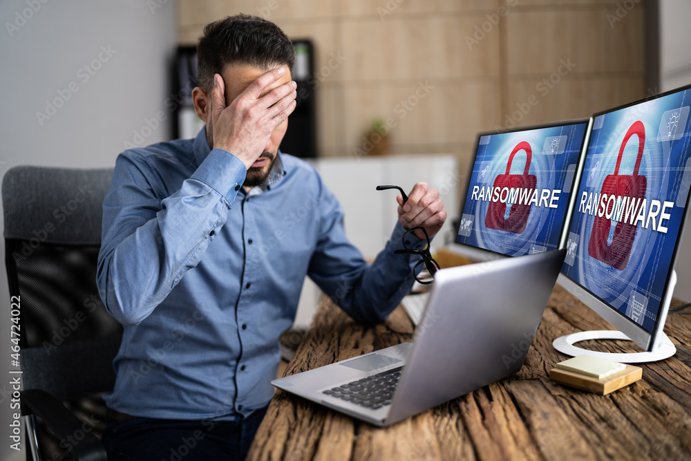 Poster ransomware cyber attack showing personal files encrypted