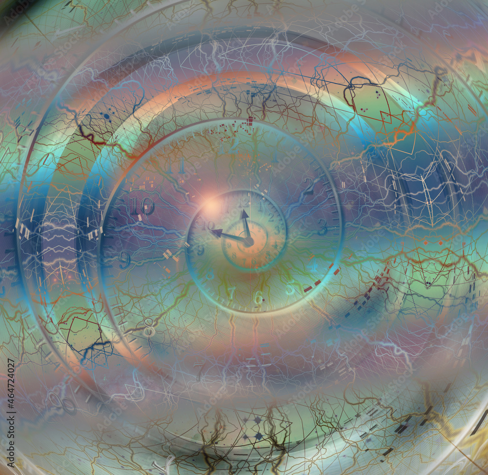 Poster spiral clock. 3d rendering