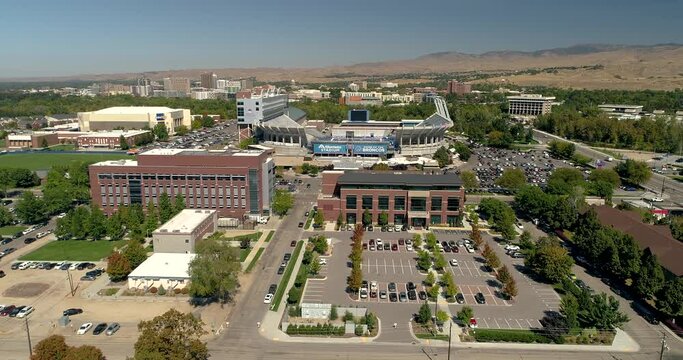 Drone 4k footage of Boise State and downtown Boise in the summer
