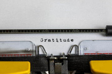 Gratitude written on an old typewriter