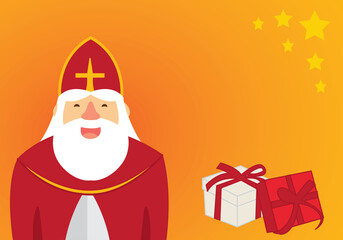 Santa Claus flat illustration with copy space and stars jpg file