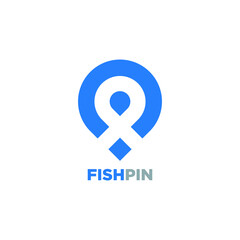 fish pin logo design with geometry