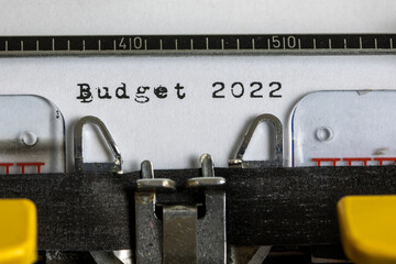 Budget 2022 - written on an old typewriter
