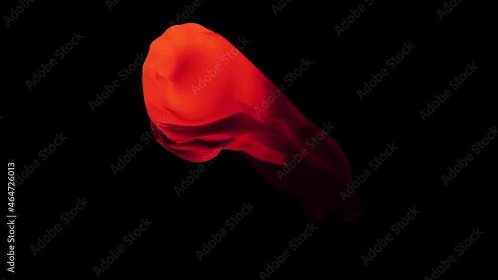 Poster 3d fabric moving in air. design. colored fabric with beautiful folds floats in air. floating ghostly
