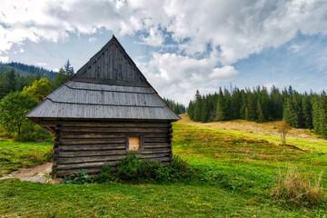 A small house in the mountains.