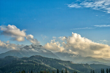 Beautiful mountains among the clouds.