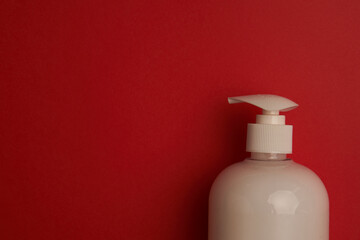 soap bath supplies hygiene body care red background