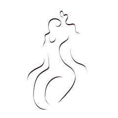 silhouette of a girl line art design illustration 