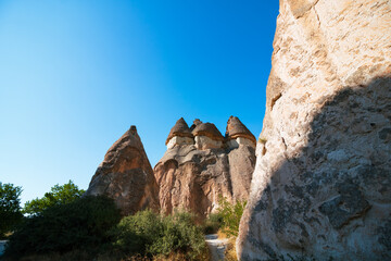 Fototapeta na wymiar Fairy Chimneys or Peri Bacalari in Pasabagi Open Air Museum in Cappadocia