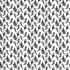 Flowers. Black and white colors. Seamless pattern for  fabric, wrapping, textile, wallpaper, apparel. Vector.