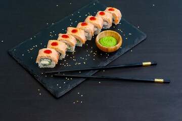 Grilled salmon sushi roll - japanese food