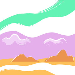 Sky Mountain Landscape. Vector Illustration of Nature Background.