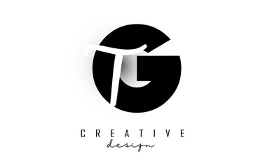 Letters GT Logo with a minimalist design. Letters G and T with geometric and handwritten typography.