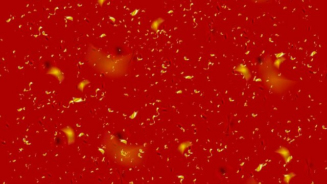 Golden and red glitter confetti abstract deluxe motion background. Seamless looping. Video animation Ultra HD 4K 3840x2160