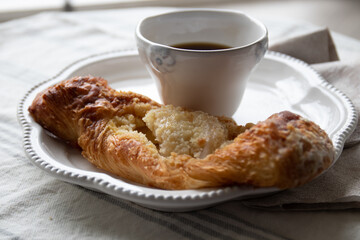 An Apple pie with a cup of coffee for tea time or coffee break