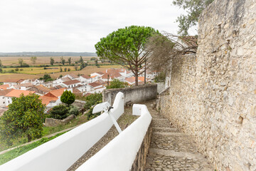 Fototapeta na wymiar cityscape over Montemor-o-Velho and the castle wall, district of Coimbra, Beira Litoral province, Portugal