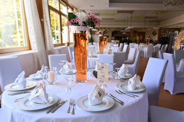 Wedding decorations, flowers and roses , table decorations