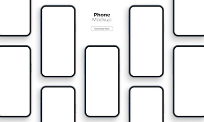 Smartphones Mockups with Blank Screens for Showing App Design. Vector Illustration