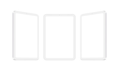 Set of Clay Tablet Computers Mockups Isolated on White Background. Vector Illustration