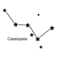 Constellation Cassiopeia on white background, vector illustration