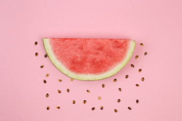 Watermelon cloud with rain concept seeds. Rainy summer concept. Space for text. Love fruits