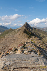 Vals, Switzerland, August 21, 2021 Incredible view over the alps on a sunny day