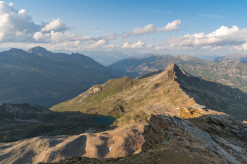 Fototapeta premium Vals, Switzerland, August 21, 2021 Majestic mountain panorama and the valley