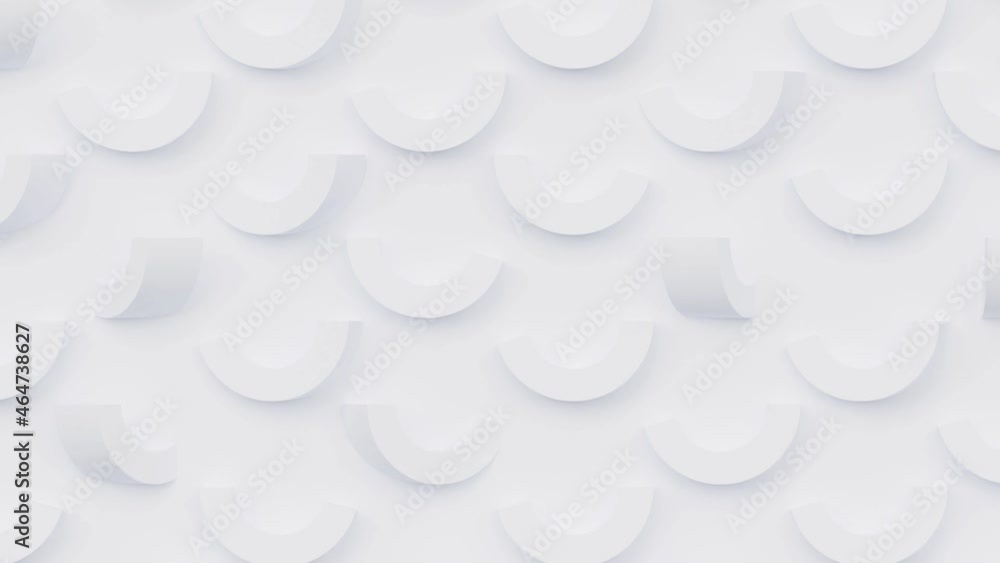 Poster geometric mosaic grid abstract seamless looping white clean bright background with round sliced rota