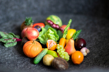 Obraz na płótnie Canvas Mini mix of vegetables and fruits close-up