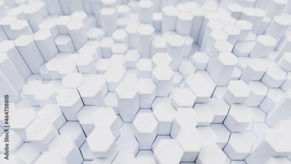 Poster geometric white light clean hexagonal background with hexagon shapes, seamless looping animated arch