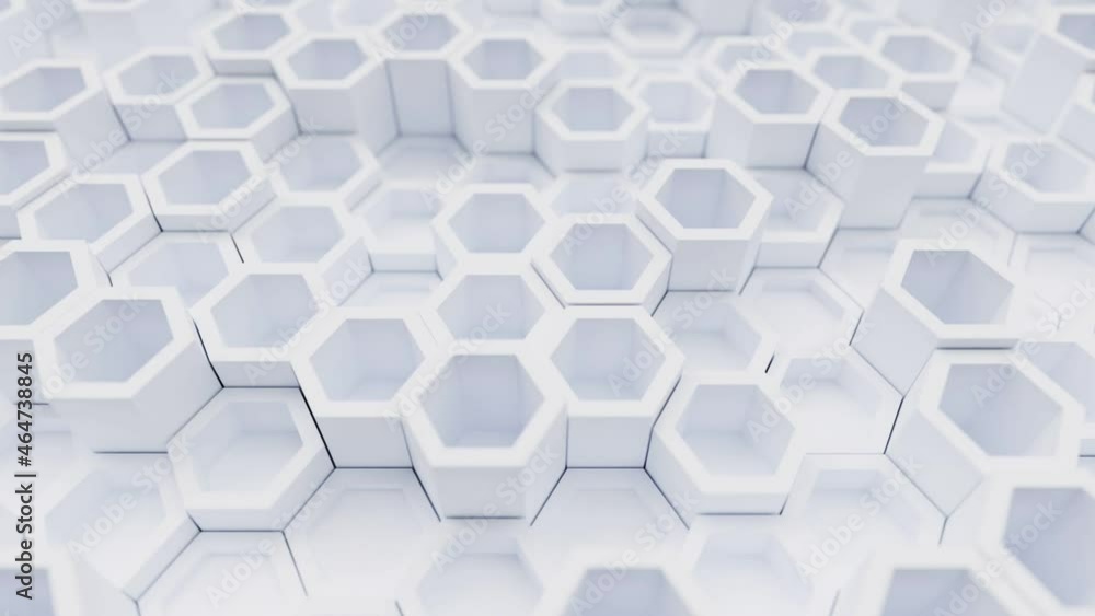 Poster geometric white light clean hexagonal background with hexagon shapes, seamless looping animated arch