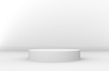 White product podium with minimal style blank circle stand for product placement  - 3d rendering, 3d illustration