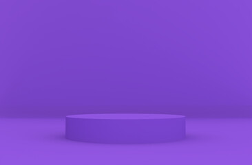 Purple product podium with minimal style blank circle stand for product placement  - 3d rendering, 3d illustration