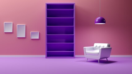 Interior design of beautiful room in violet color