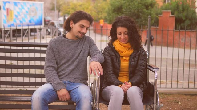 first date-shy man near his friend with disability does not take the initiative