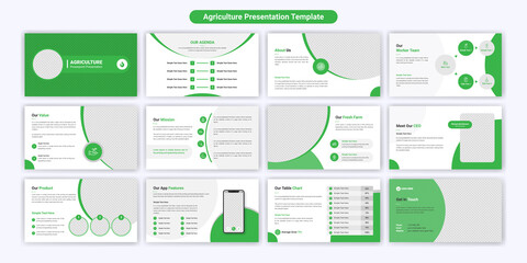Modern agriculture PowerPoint presentation slides template design. Use for modern keynote presentation background, brochure design, website slider, landing page, annual report, company profile