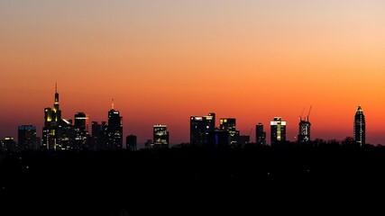 silhouette of the Frankfurt skyline