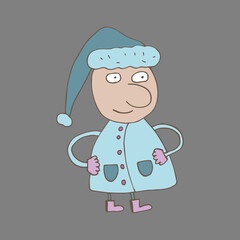 Funny Snow Maiden. Vector character. Coloring pages for children and adults. Isolated. Cartoon.