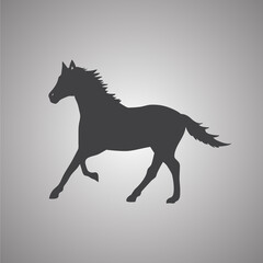 Horse silhouette icon isolated on gray background. Trendy horse silhouette icon in flat style. Horse template for web site, app, ui and logo. Vector illustration, EPS 10